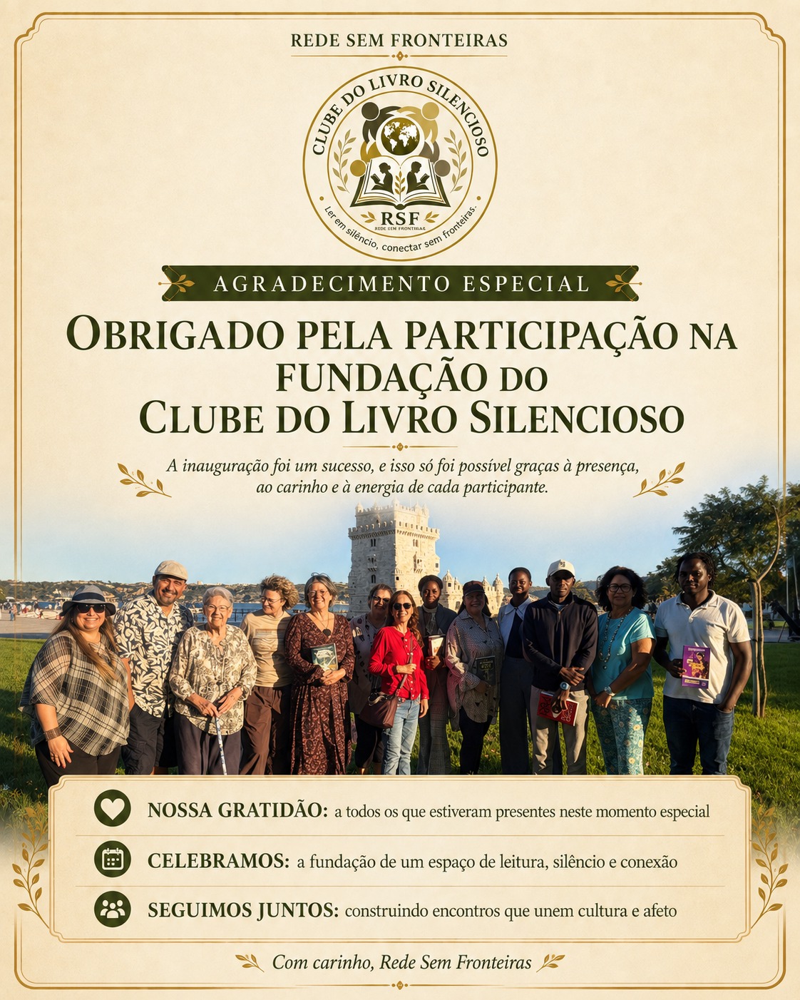 Primeiro encontro do Clube do Livro Silencioso reúne membros da RSF junto à Torre de Belém